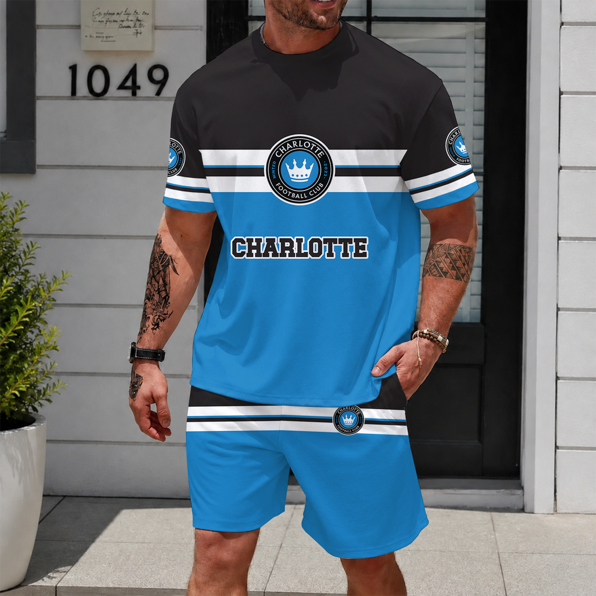 [FAN EXCLUSIVE] NEW CUSTOMIZED MLS09 CLF CHARLOTTE FC UNISEX T-SHIRT & SHORTS SET