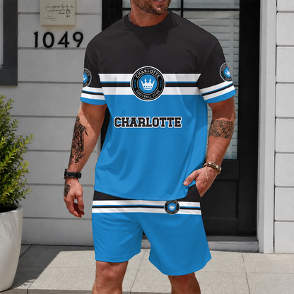 [FAN EXCLUSIVE] NEW CUSTOMIZED MLS09 CLF CHARLOTTE FC UNISEX T-SHIRT & SHORTS SET