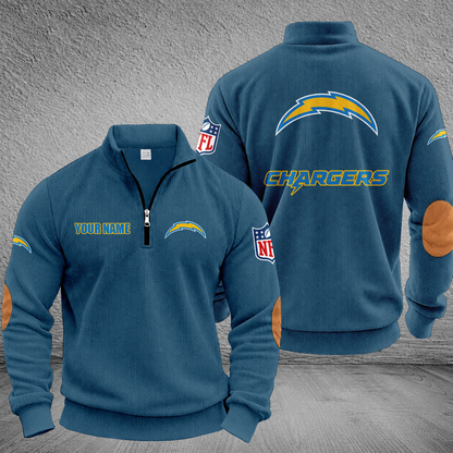 [SPECIAL OFFER] NEW CUSTOMIZED NFL09 LAC LOS ANGELES CHARGERS MULTICOLOR STRIPED QUATER ZIP SWEATSHIRT