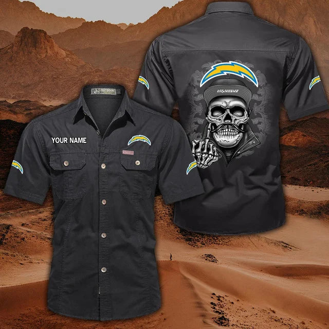 [SPECIAL OFFER] NEW CUSTOMIZED NFL09 LAC LOS ANGELES CHARGERS MUTICOLOR MEN'S CARGO SHIRT
