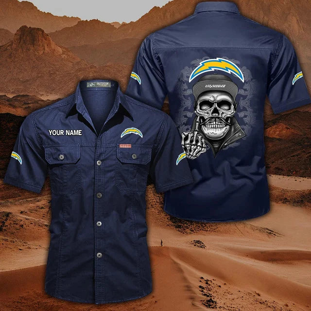 [SPECIAL OFFER] NEW CUSTOMIZED NFL09 LAC LOS ANGELES CHARGERS MUTICOLOR MEN'S CARGO SHIRT
