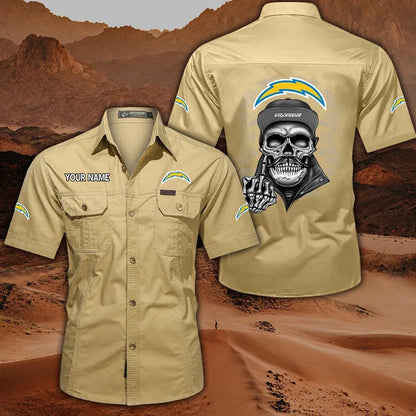 [SPECIAL OFFER] NEW CUSTOMIZED NFL09 LAC LOS ANGELES CHARGERS MUTICOLOR MEN'S CARGO SHIRT