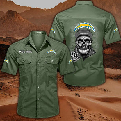 [SPECIAL OFFER] NEW CUSTOMIZED NFL09 LAC LOS ANGELES CHARGERS MUTICOLOR MEN'S CARGO SHIRT