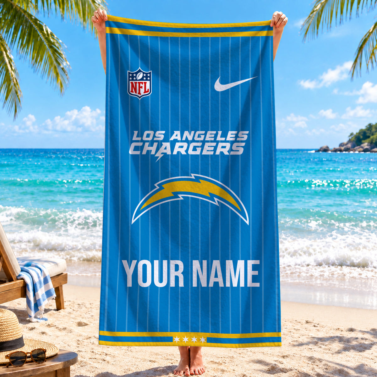 [SPECIAL OFFER] NEW CUSTOMIZED NFL09 LAC LOS ANGELES CHARGERS BEACH TOWEL