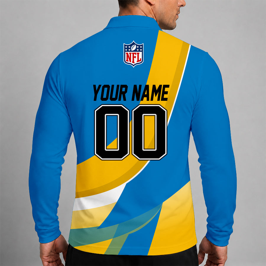 [SPECIAL OFFER] NEW CUSTOMIZED NFL09 LAC LOS ANGELES CHARGERS LONG SLEEVE POLO SHIRT