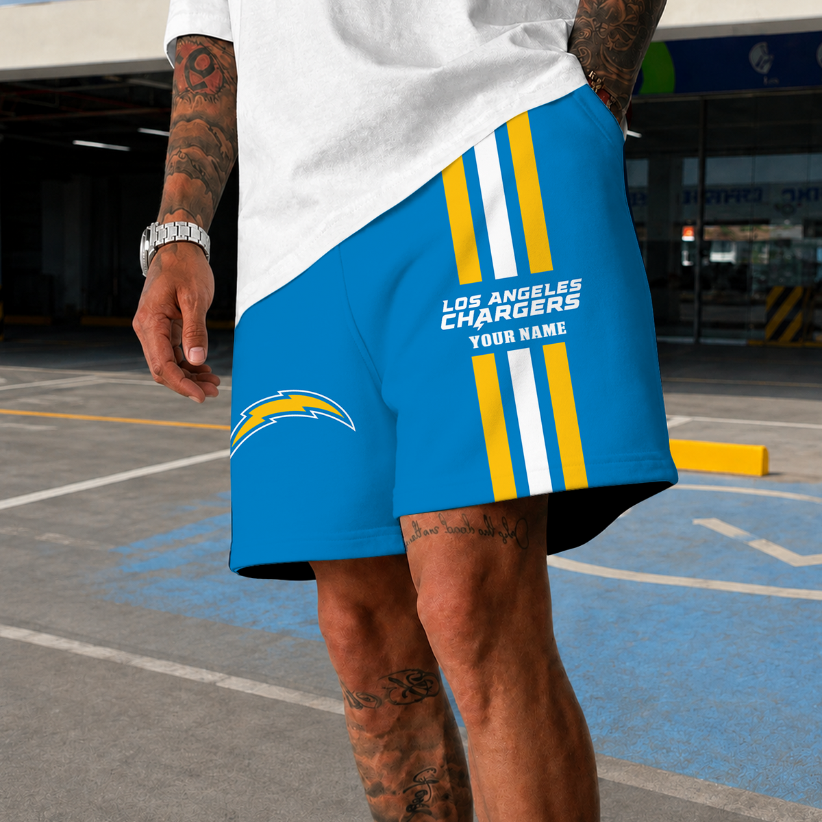 [SPECIAL OFFER] NEW CUSTOMIZED NFL09 LAC LOS ANGELES CHARGERS SHORT PANTS
