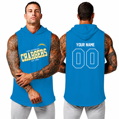 [SPECIAL OFFER] NEW CUSTOMIZED NFL09 LAC LOS ANGELES CHARGERS HOODED TANK TOP