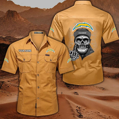 [SPECIAL OFFER] NEW CUSTOMIZED NFL09 LAC LOS ANGELES CHARGERS MUTICOLOR MEN'S CARGO SHIRT