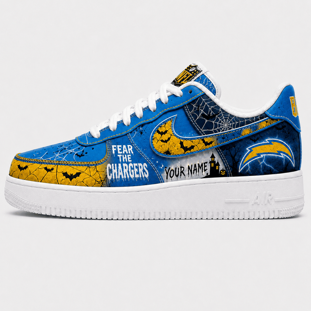 [SPECIAL OFFER] NEW CUSTOMIZED NFL09 LAC LOS ANGELES CHARGERS HALLOWEEN AF1 SHOES