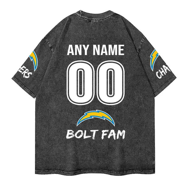 [SPECIAL OFFER] NEW CUSTOMIZED NFL09 LAC LOS ANGELES CHARGERS FUNNY MULTICOLOR WASHED TEE
