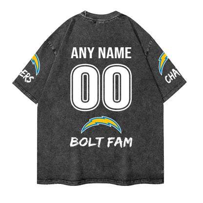 [SPECIAL OFFER] NEW CUSTOMIZED NFL09 LAC LOS ANGELES CHARGERS FUNNY MULTICOLOR WASHED TEE