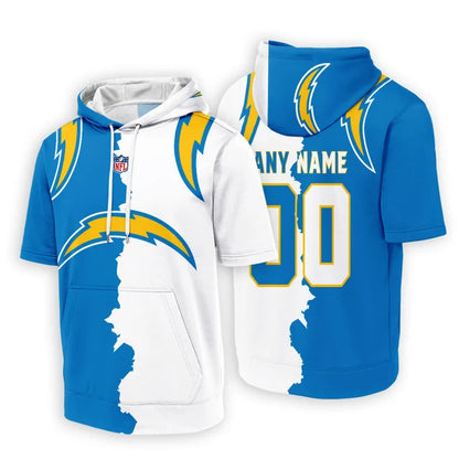 [SPECIAL OFFER] NEW CUSTOMIZED NFL09 LAC LOS ANGELES CHARGERS SHORT SLEEVE HOODIE T-SHIRT