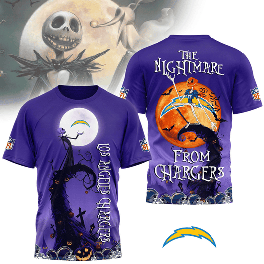[SPECIAL OFFER] NEW CUSTOMIZED NFL09 LAC LOS ANGELES CHARGERS HALLOWEEN THE NIGHTMARE APPAREL