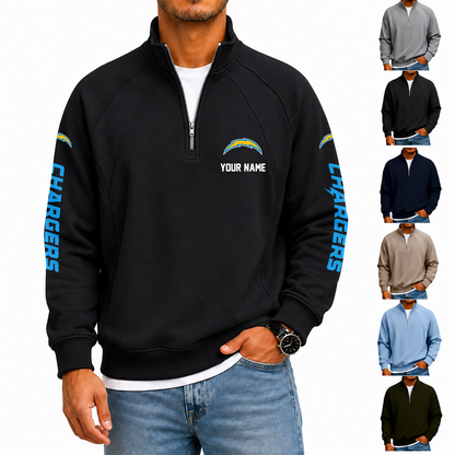 [SPECIAL OFFER] NEW CUSTOMIZED NFL09 LAC LOS ANGELES CHARGERS MEN'S QUARTER ZIP PULLOVER