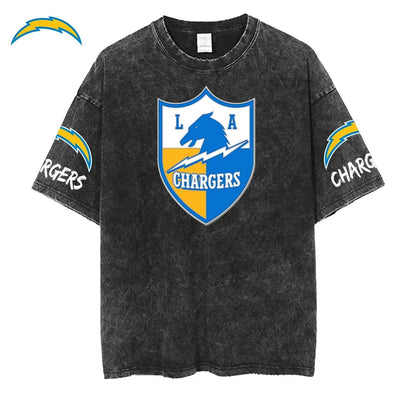 [SPECIAL OFFER] NEW CUSTOMIZED NFL09 LAC LOS ANGELES CHARGERS FUNNY MULTICOLOR WASHED TEE