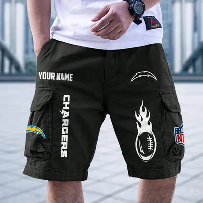 [SPECIAL OFFER] NEW CUSTOMIZED NFL09 LAC LOS ANGELES CHARGERS CARGO SHORTS