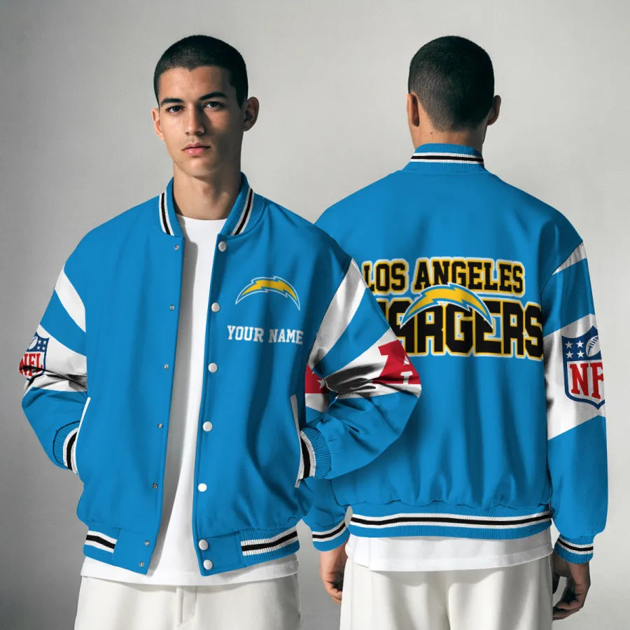 [HOT DEAL] NEW CUSTOMIZED NFL09 LAC LOS ANGELES CHARGERS SATIN VARSITY & BASEBALL JACKET