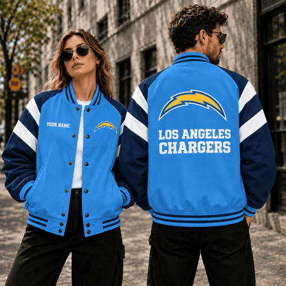 [SPECIAL OFFER] NEW CUSTOMIZED NFL09 LAC LOS ANGELES CHARGERS SATIN VARSITY & BASEBALL JACKET