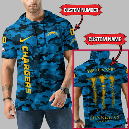 [HOT DEAL] NEW CUSTOMIZED NFL09 LAC LOS ANGELES CHARGERS SHORT SLEEVE HOODIE