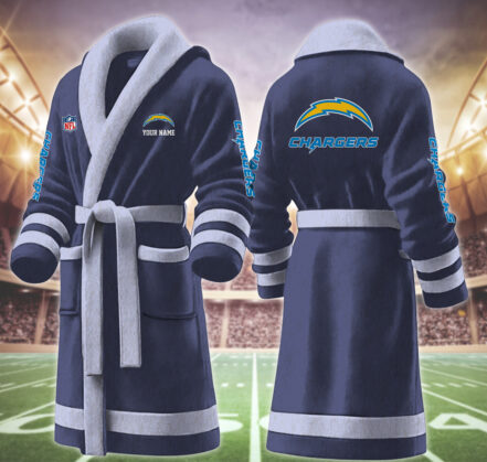 [SPECIAL OFFER] NEW CUSTOMIZED NFL09 LAC LOS ANGELES CHARGERS MULTICOLOR FLEECE BATHROBE