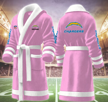 [SPECIAL OFFER] NEW CUSTOMIZED NFL09 LAC LOS ANGELES CHARGERS MULTICOLOR FLEECE BATHROBE