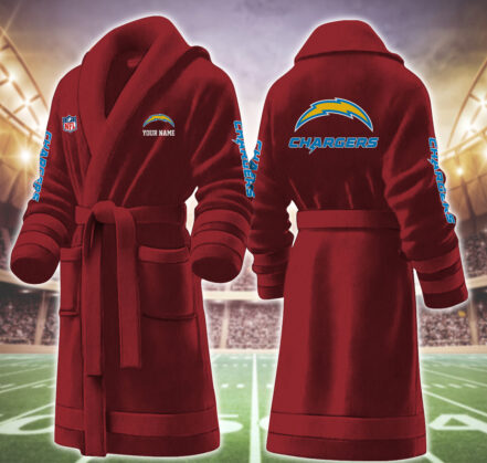[SPECIAL OFFER] NEW CUSTOMIZED NFL09 LAC LOS ANGELES CHARGERS MULTICOLOR FLEECE BATHROBE