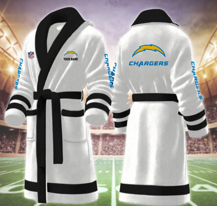 [SPECIAL OFFER] NEW CUSTOMIZED NFL09 LAC LOS ANGELES CHARGERS MULTICOLOR FLEECE BATHROBE