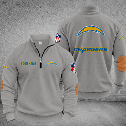 [SPECIAL OFFER] NEW CUSTOMIZED NFL09 LAC LOS ANGELES CHARGERS MULTICOLOR STRIPED QUATER ZIP SWEATSHIRT