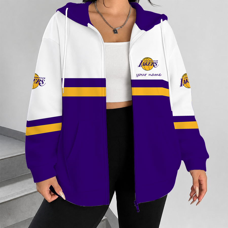 [HOT DEAL] NEW CUSTOMIZED NBA09 LLA LOS ANGELES LAKERS ZIP HOODIE