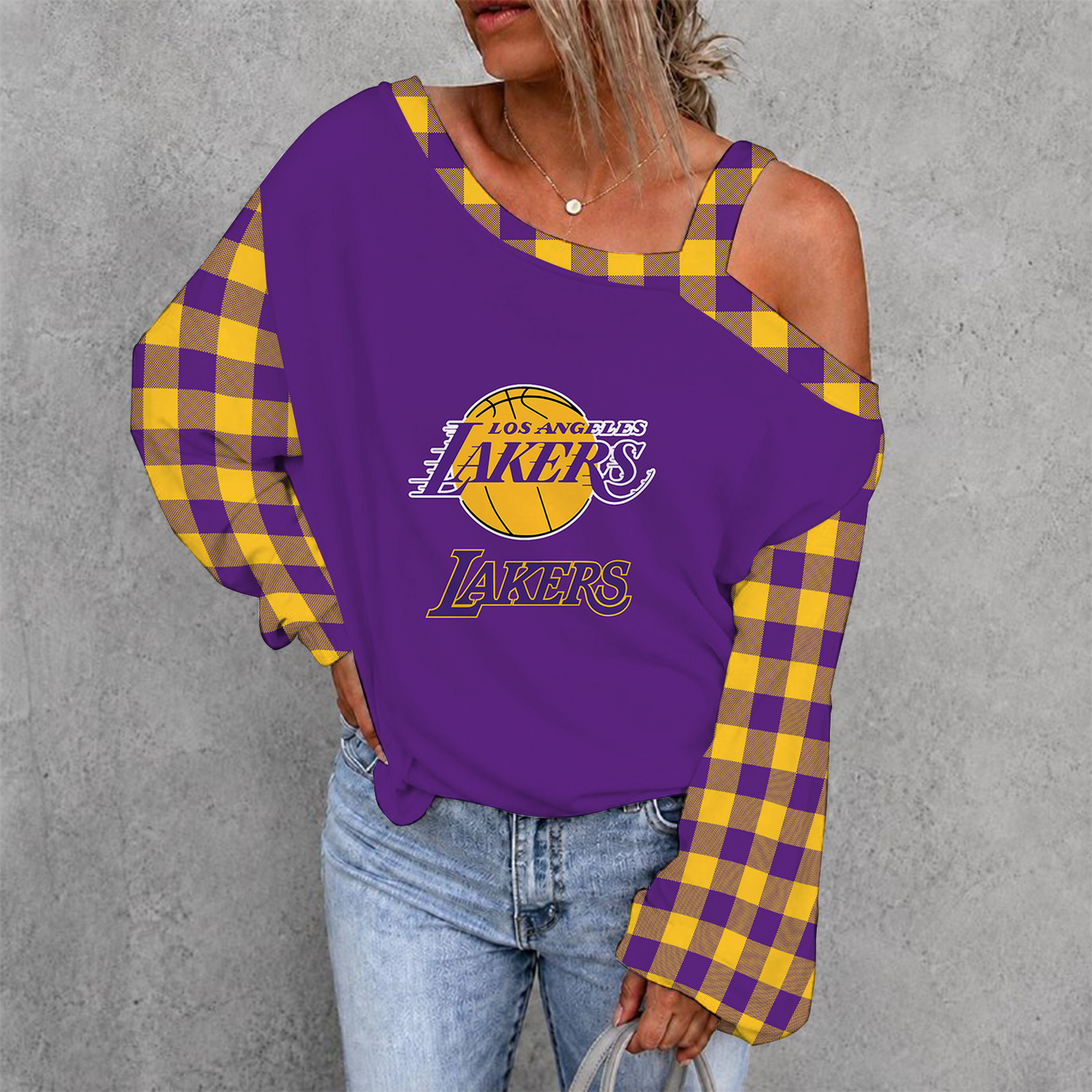 [HOT DEAL] NEW CUSTOMIZED NBA09 LLA LOS ANGELES LAKERS DROP SHOULDER SWEATSHIRT