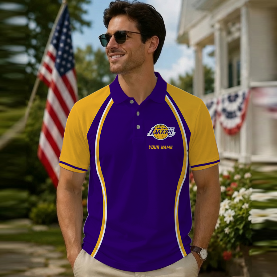 [HOT DEAL] NEW CUSTOMIZED NBA09 LLA LOS ANGELES LAKERS POLO SHIRT