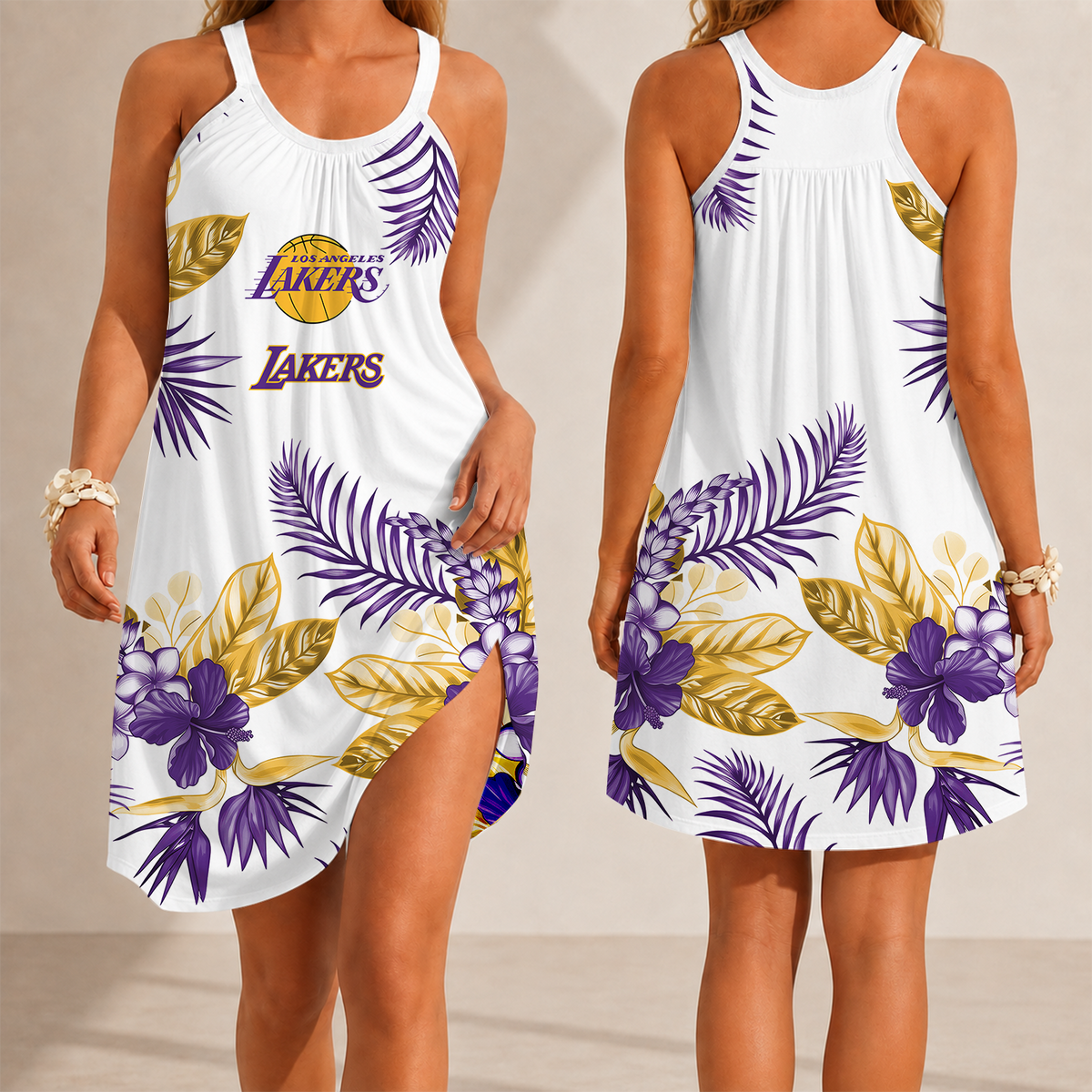 [HOT DEAL] NEW CUSTOMIZED NBA09 LLA LOS ANGELES LAKERS CAMISOLE DRESS