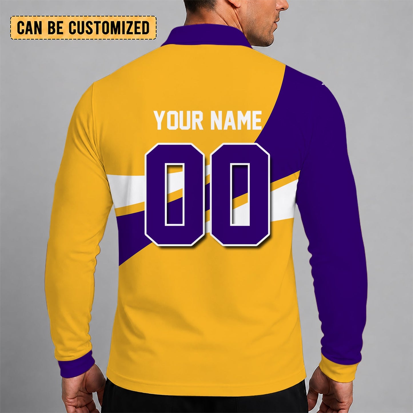 [HOT DEAL] NEW CUSTOMIZED NBA09 LLA LOS ANGELES LAKERS MEN LONG SLEEVE POLO