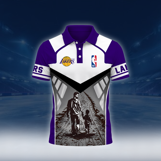 [HOT DEAL] NEW CUSTOMIZED NBA09 LLA LOS ANGELES LAKERS POLO SHIRT