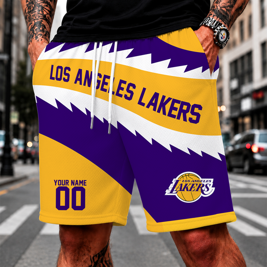 [HOT DEAL] NEW CUSTOMIZED NBA09 LLA LOS ANGELES LAKERS SHORT PANTS