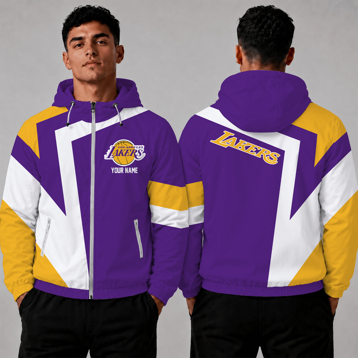 [HOT DEAL] NEW CUSTOMIZED NBA09 LLA LOS ANGELES LAKERS WINDBREAKER JACKET