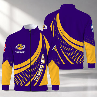 [HOT DEAL] NEW CUSTOMIZED NBA09 LLA LOS ANGELES LAKERS STAND COLLAR JACKET