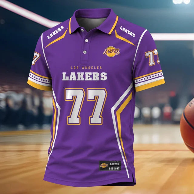 [HOT DEAL] NEW CUSTOMIZED NBA09 LLA LOS ANGELES LAKERS POLO SHIRT