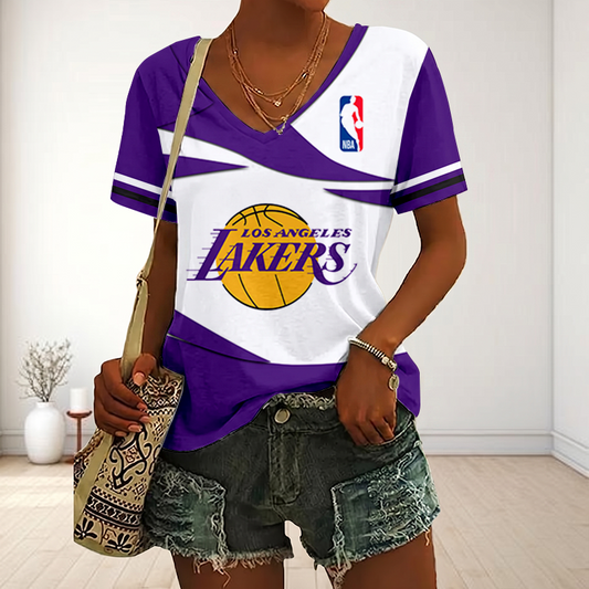 [HOT DEAL] NEW CUSTOMIZED NBA09 LLA LOS ANGELES LAKERS V-NECK FEMALE SHIRT