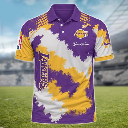 [HOT DEAL] NEW CUSTOMIZED NBA09 LLA LOS ANGELES LAKERS MULTICOLOR POLO SHIRT