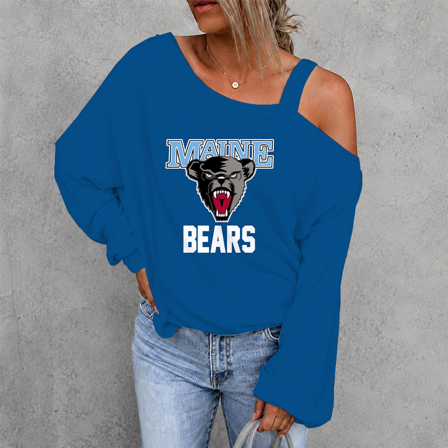 [FAN FAVORITE] NEW CUSTOMIZED NCAA MFF09 MBB MAINE BLACK BEARS DROP SHOULDER SWEATSHIRT