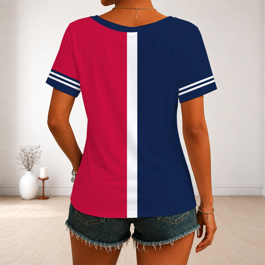 [FLASH SALE] NEW CUSTOMIZED MLB09 ABS ATLANTA BRAVES V-NECK FEMALE SHIRT