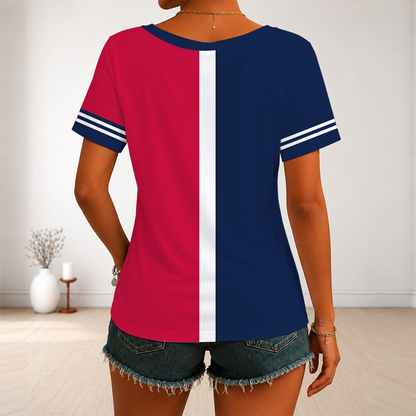 [FLASH SALE] NEW CUSTOMIZED MLB09 ABS ATLANTA BRAVES V-NECK FEMALE SHIRT