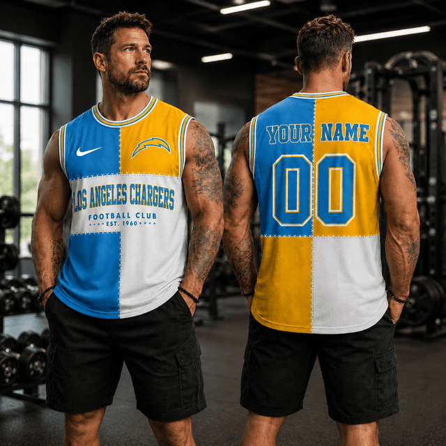 [SPECIAL OFFER] NEW CUSTOMIZED NFL09 LAC LOS ANGELES CHARGERS MEN'S GYM SHIRT