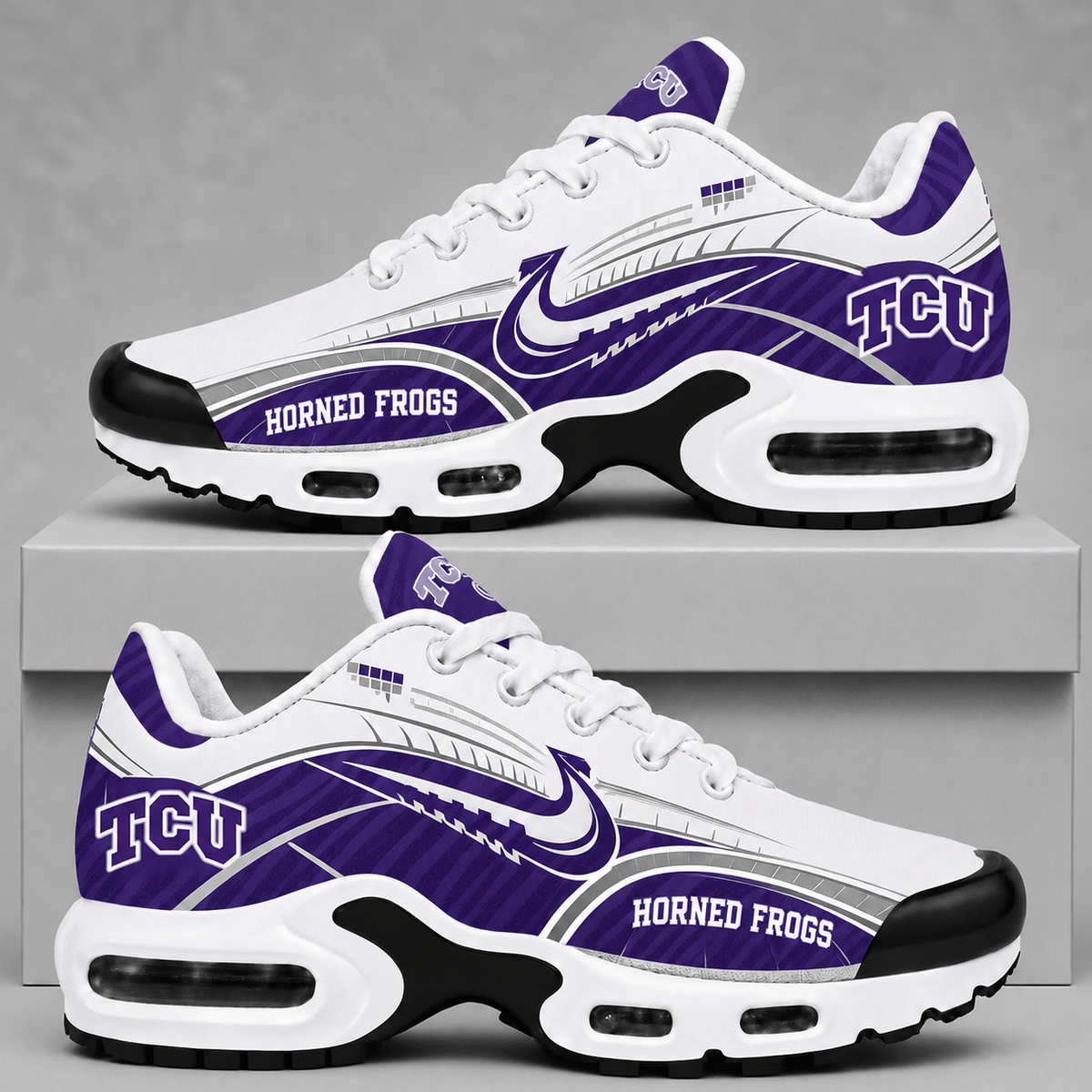 [FAN FAVORITE] NEW CUSTOMIZED NCAA FBS09 THF TCU HORNED FROGS AIR MAX PLUS SNEAKERS
