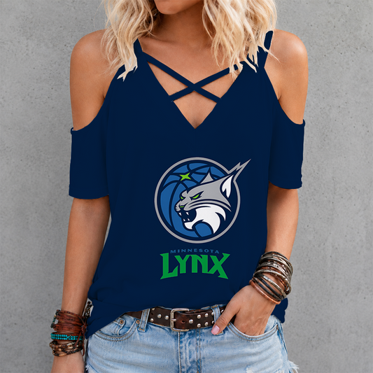 [FAN FAVORITE] NEW CUSTOMIZED WNBA09 MNL MINNESOTA LYNX CRISS CROSS V-NECK TOP