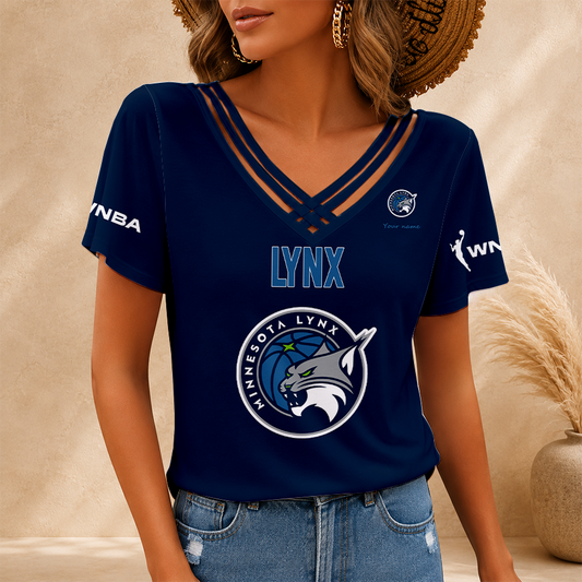[FAN FAVORITE] NEW CUSTOMIZED WNBA09 MNL MINNESOTA LYNX V-NECK SHIRT