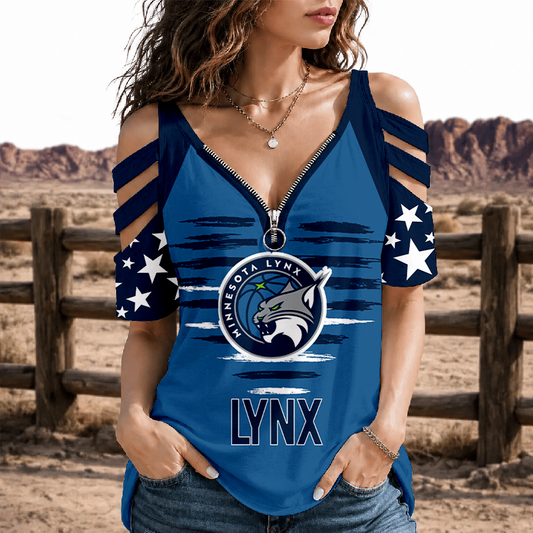 [FAN FAVORITE] NEW CUSTOMIZED WNBA09 MNL MINNESOTA LYNX STRAPPY COLD-SHOULDER TOP