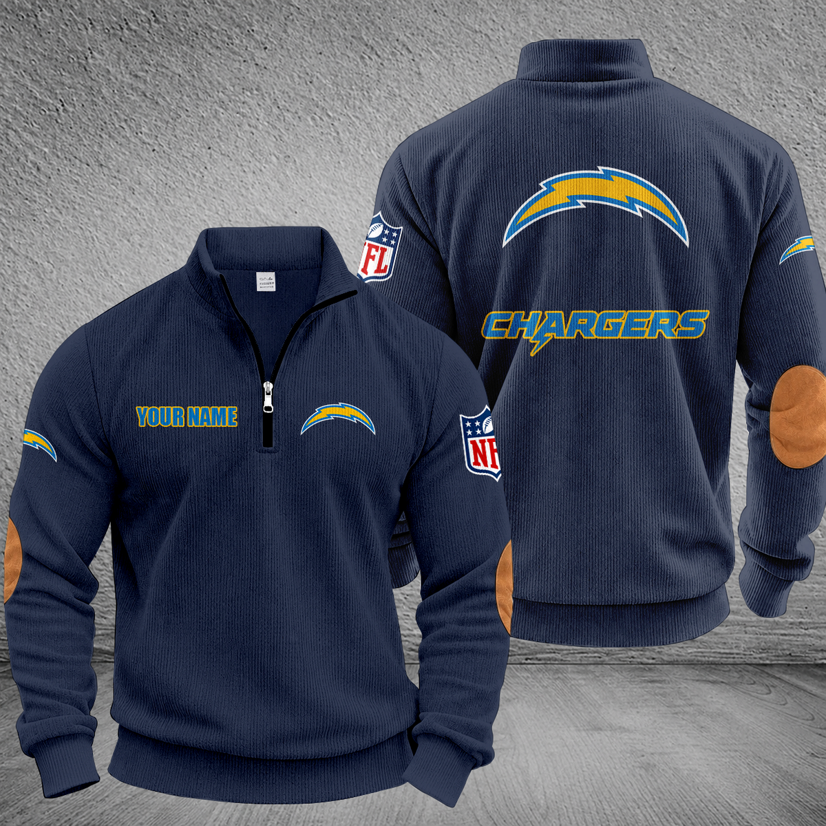 [SPECIAL OFFER] NEW CUSTOMIZED NFL09 LAC LOS ANGELES CHARGERS MULTICOLOR STRIPED QUATER ZIP SWEATSHIRT