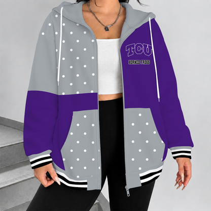 [FAN FAVORITE] NEW CUSTOMIZED NCAA FBS09 THF TCU HORNED FROGS ZIP HOODIE